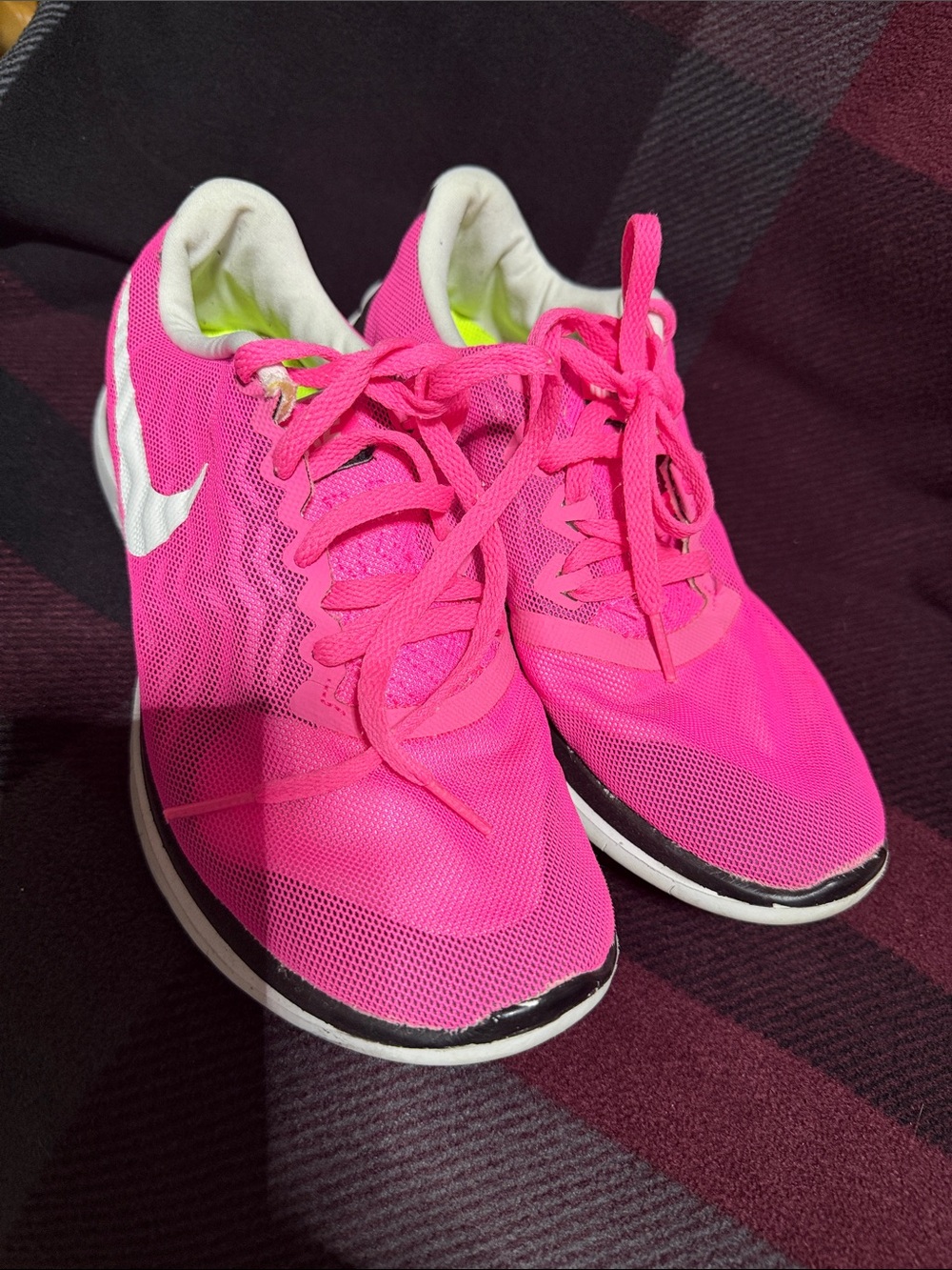 Nike Women's Bright Pink Mesh Running Shoes with White Swoosh